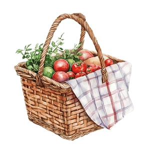 Farm Picnic Basket Self Adhesive Vinyl Sticker