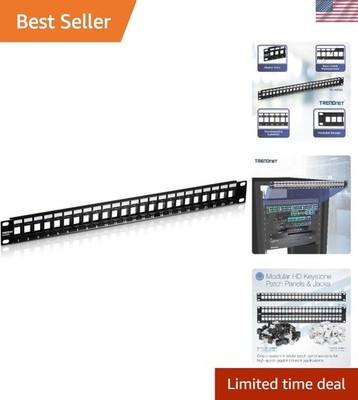 24-Port Blank Keystone 1U Patch Panel, | 19'' Metal Rackmount Housing, Recomme...