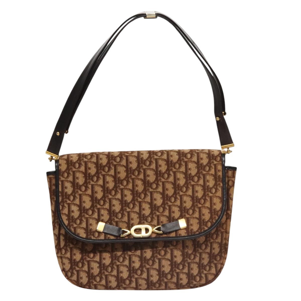 Dior Trotter Brown Canvas Shoulder Bag Authentic