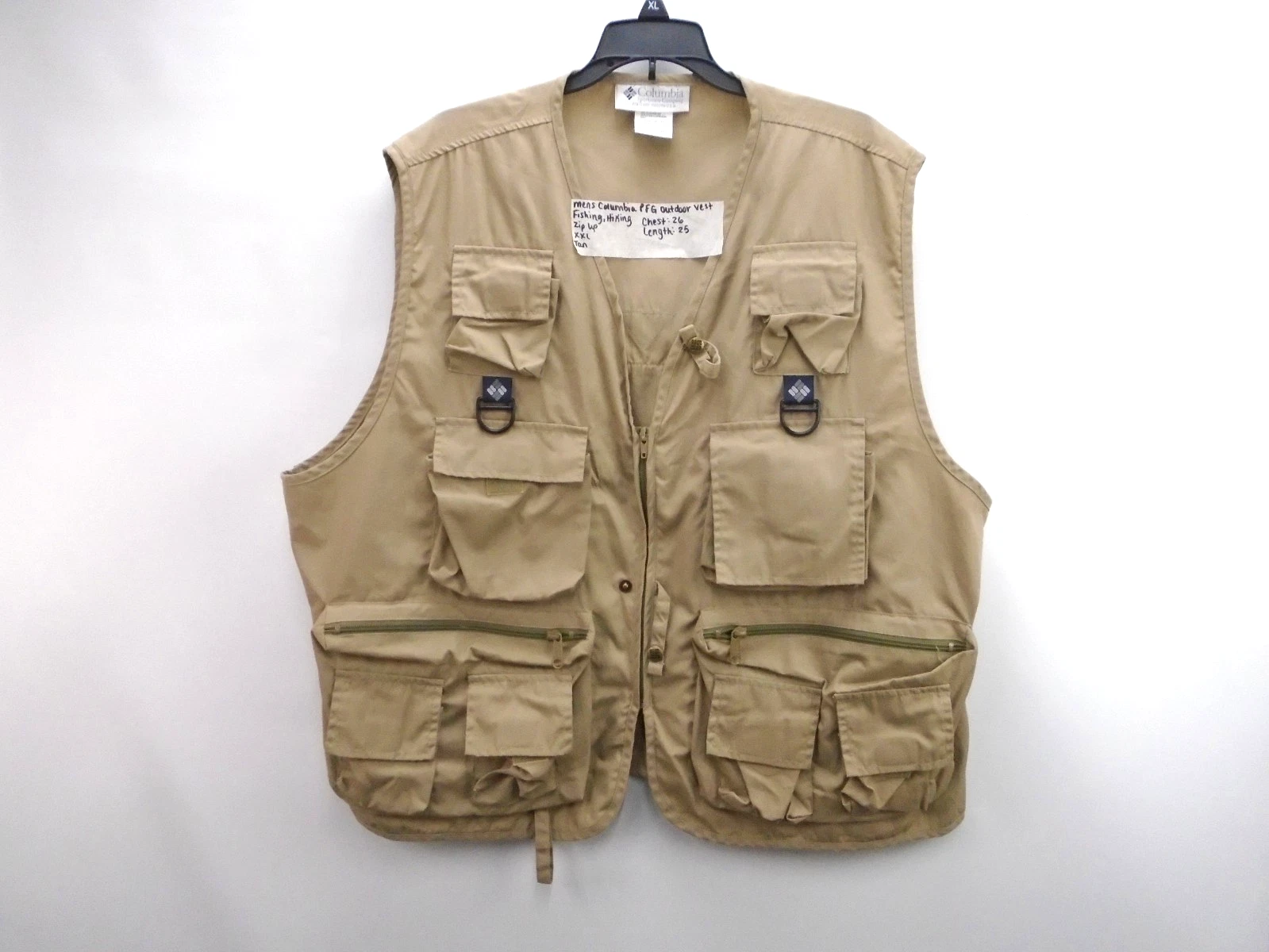 Columbia PFG Photography Fishing Vest Mens Size XXL Cargo Pockets Back Pocket