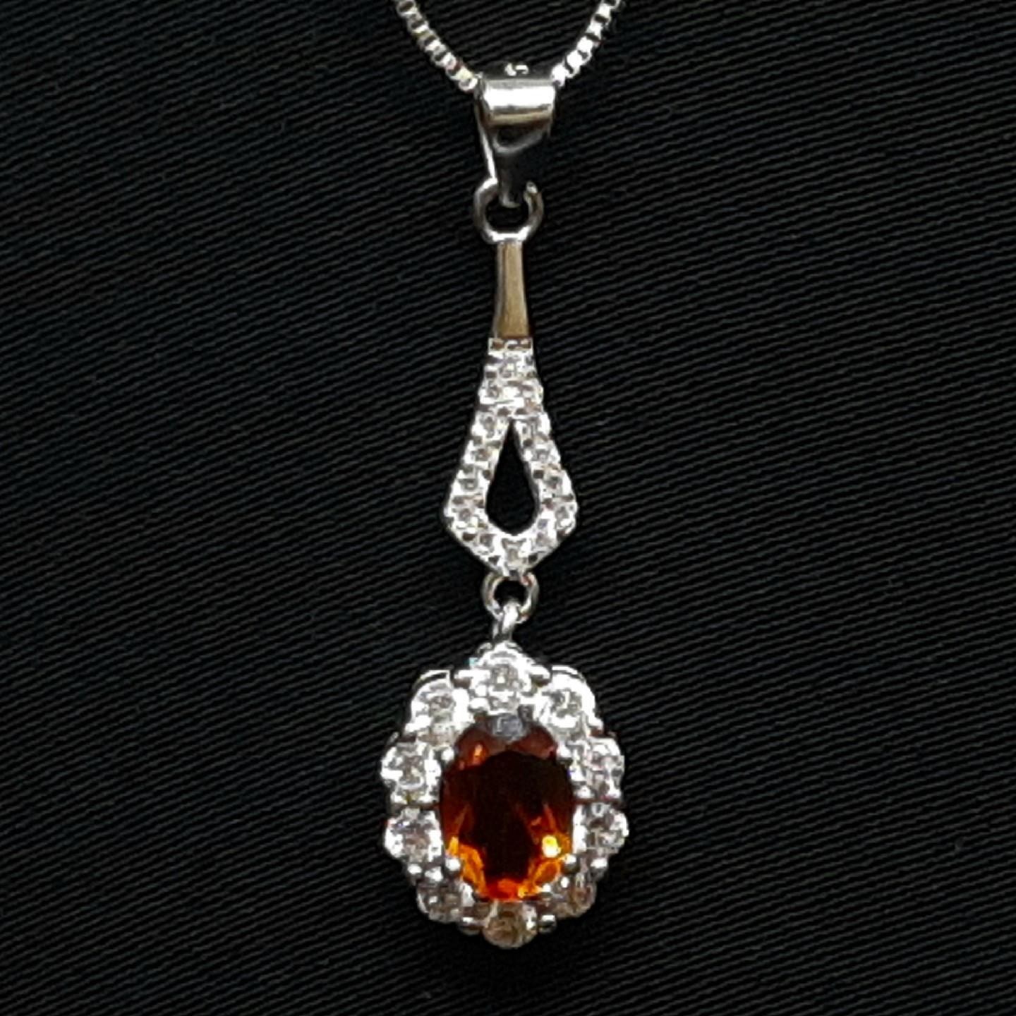 World Class 1.15ctw Golden Citrine & White Sapphire 925 Sterling Silver Pendant