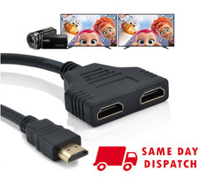 HDMI Male to 2x HDMI Double Female Y Splitter Adapter Converter Cable Lead HD TV