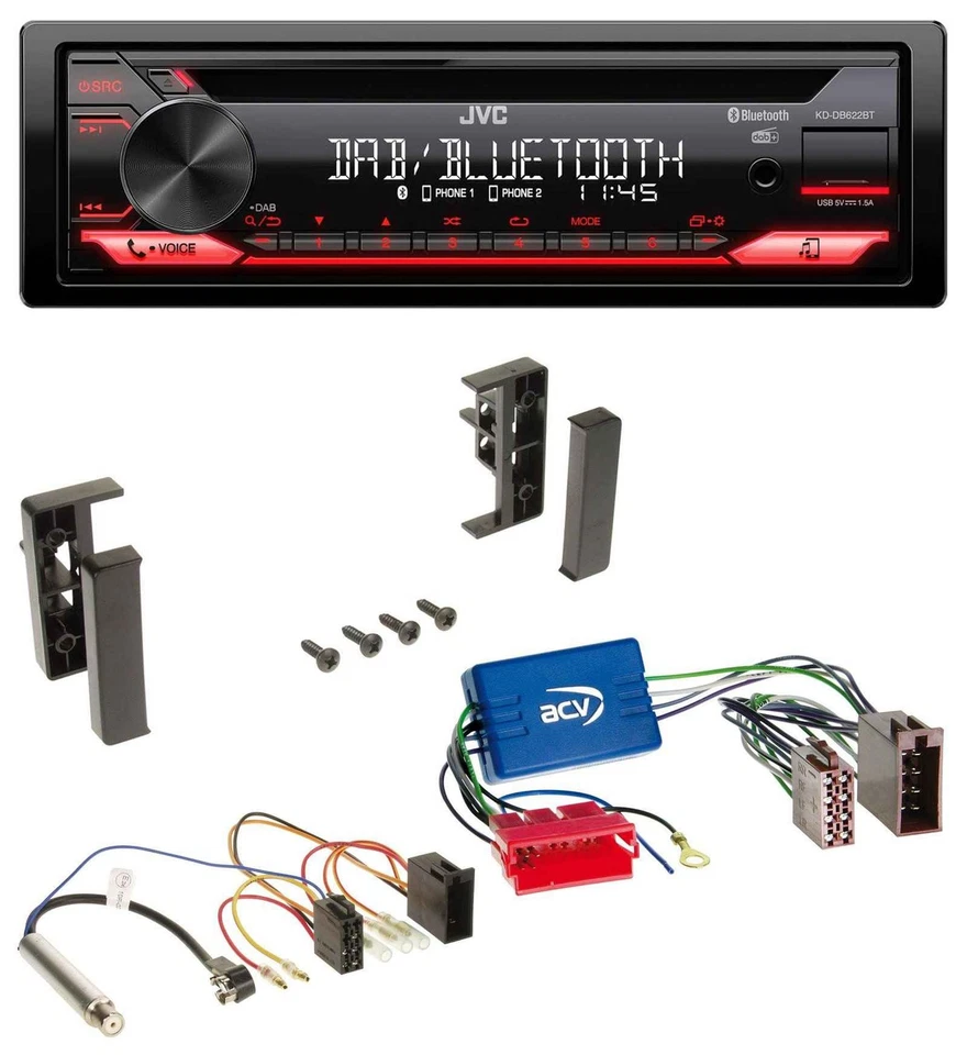 JVC CD DAB USB Bluetooth MP3 Autoradio für Audi A2 A3 8L A4 B5 A6 C5 Aktivsystem - Bild 1 von 4