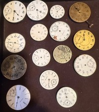 ANTIQUE LOT 15 DIFFERENT NAMES  SIZES POCKET WATCH MOVEMENT SELLING AS IS PARTS