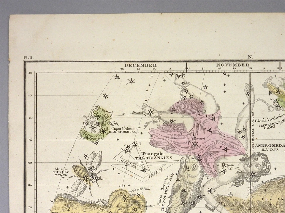 Mapa celestial Elijah Hinsdale Burritt Atlas of the Heavens de 1835 Foto 3 de 4