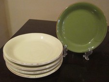 Vietri Cucina Fresca  Salad Plate 7 1/2 Inches Set 4 Solid Crema & 1 Green/Crema