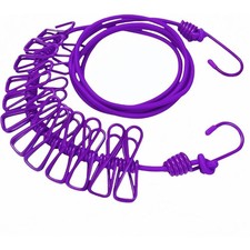 Portable Clothesline with 12 Clips - Extends 12ft, Heavy Duty Stainless Steel