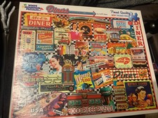 White Mountain Diners 1000 Piece Puzzle - 100 Complete - by Lois Sutton