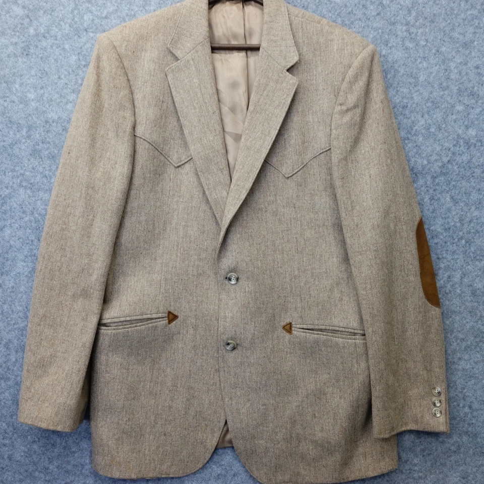 Abrigo Deportivo Vintage Western Tweed Parche en el Codo Hombres 38L Tostado Moteado MANGO DELGADO Foto 3 de 4