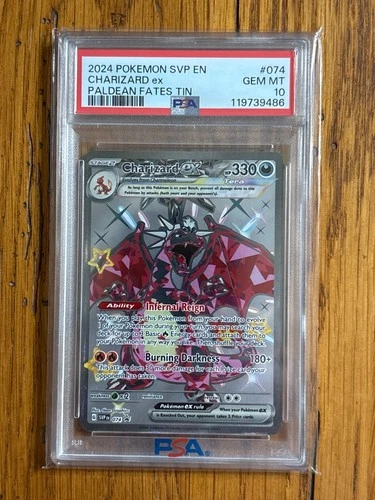 Pokemon Black Star Promo #074 Charizard Ex Paldean Fates Tin PSA 10