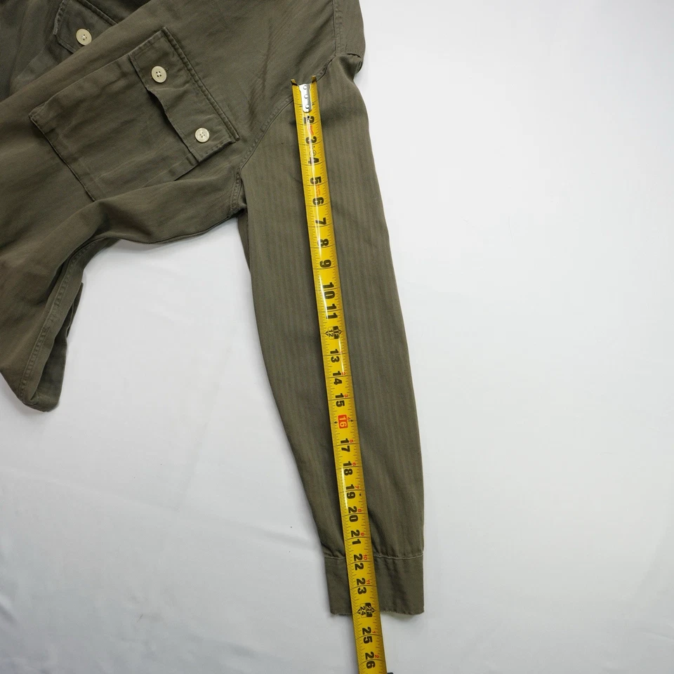 Camisa All Saints Hombre Talla L Verde Vanguardia Sarga Abotonada Relajada Utilidad Chamarra Foto 3 de 4