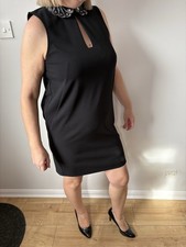 Next Women’s Black Dress with Embellished Collar Size 12 Excellent Condition