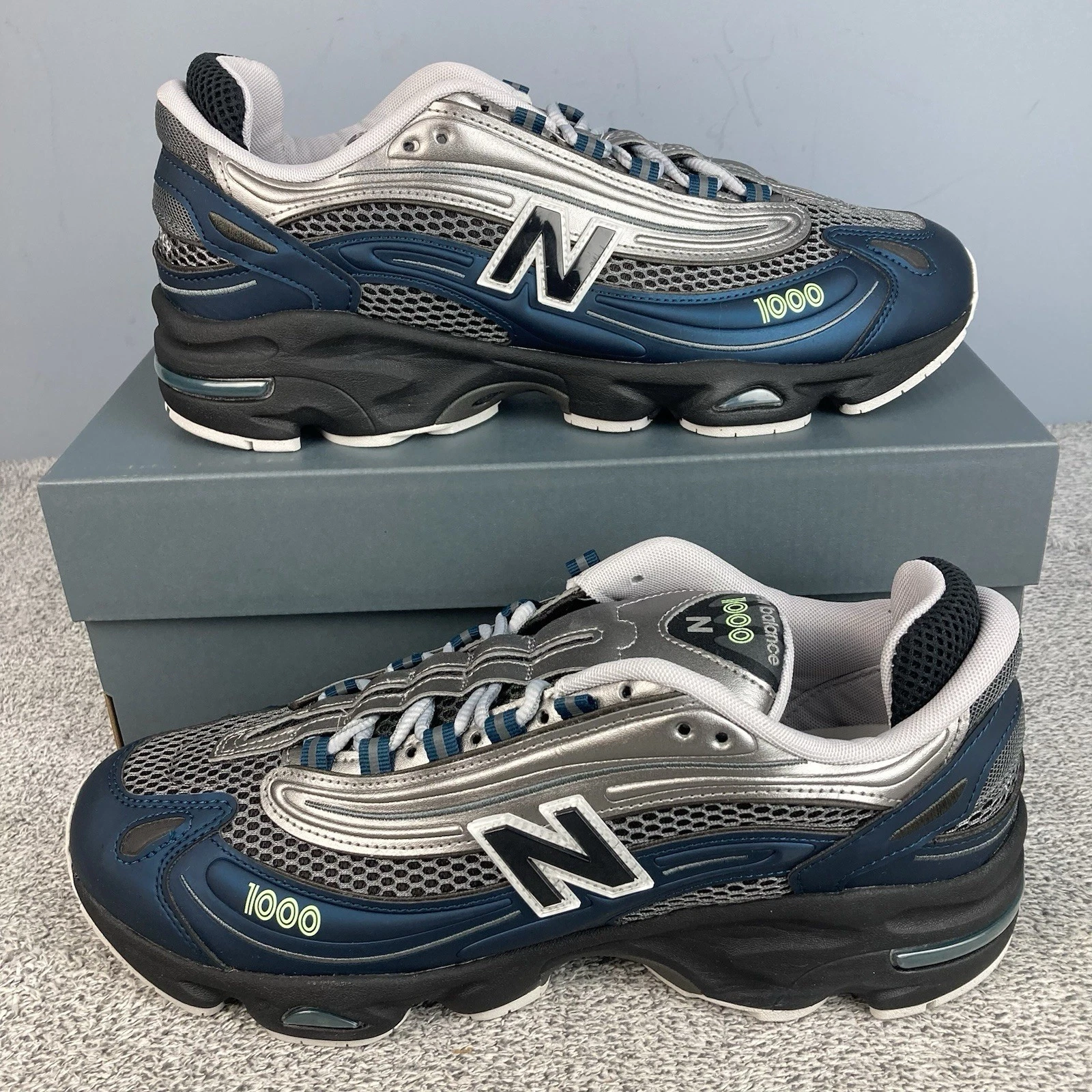 New Balance 1000 US 10.5 Men Deep Ocean Blue/Metallic/Mint Retro Run NB M1000S