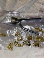 Vintage SCOVILL Rivets Pliers Tool Leather Puncher Made In USA Plus Rivets