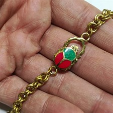 Vintage Style Egyptian Scarab Bracelet Handmade Brass Pharaonic Collectible