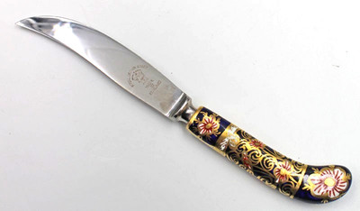 Royal Crown Derby China Traditional Imari 2451 Individual Fruit Knife Set/8 Box