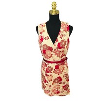 Vintage Spenser Jeremy 100% Linen Floral Wrap Dress with Buckle Size 8