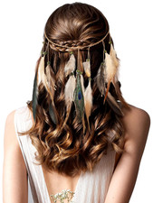Feather Headband Hippie Headband for Women Hippie Accessories Indian Hair Access