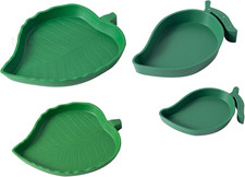 4Pack Terrarium Bowls Turtle Feeding Dishes Shallow and Flat Reptile Green