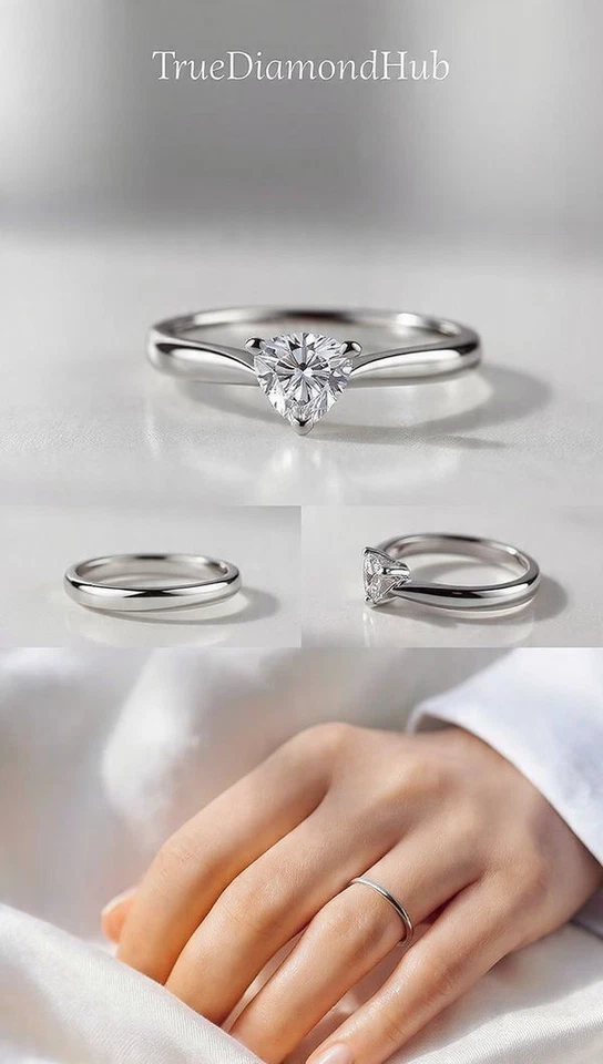 ✨ 2 Ct Natural Certified White Diamond Silver Ring Elegant Design Truediamondhub - Image 3 of 4