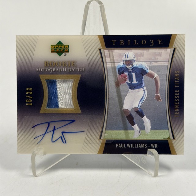 Paul Williams Upper Deck 2007 NFL Trilogy Auto Patch /33 Titans RAP-WI NM Card