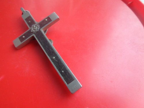 Grand Vintage Crucifix Christ sur Le Croix C.1920 / 30s Métal & Ébène 37.2 Gr - Photo 5 sur 6