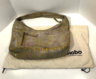 HOBO INTERNATIONAL Embossed Snakeskin Leather Purse Handbag w/ Dust Bag