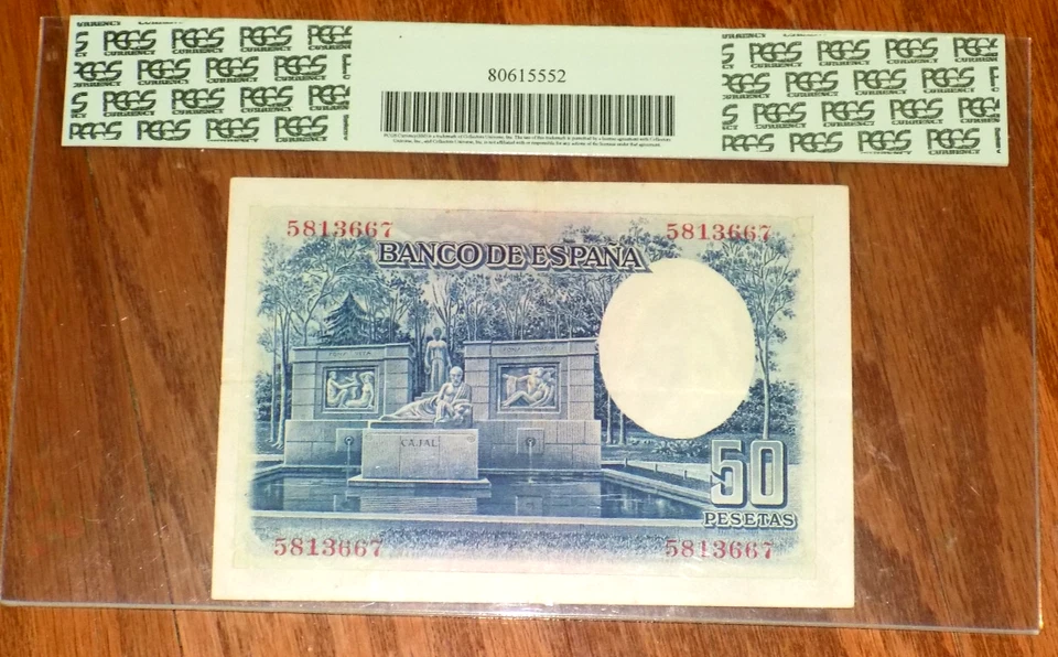 Spain 50 Pesetas Madrid Pick#88 1935 PCGS 40 PPQ XF Spanish Banknote Espana Note - Image 2 of 4