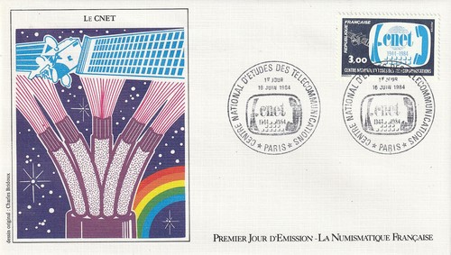Enveloppe 1er jour 1984 Numismatique Le CNET - 第 1/2 張圖片