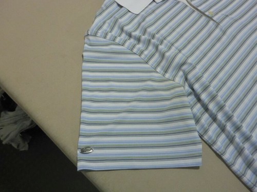 110 MENS EX-COND GREG NORMAN 2 BELOW WHT / BLUE STRIPE S/S POLO SZE XL $110 RRP. - Picture 4 of 7