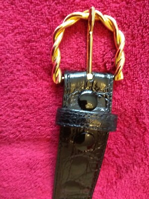 Rose Noble  Damen Gürtel Kroko 75/90 B 3 cm schwarz 