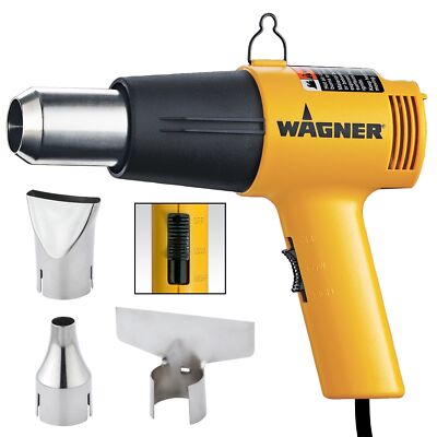 Wagner Spraytech 2417344 HT1000 Heat Gun Kit 3 Nozzles Included 2 Temp Setting