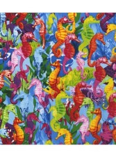 LINED WINDOW VALANCE 42X12 UNDER THE SEA SEAHORSE NAUTICAL FISH CORAL OCEAN