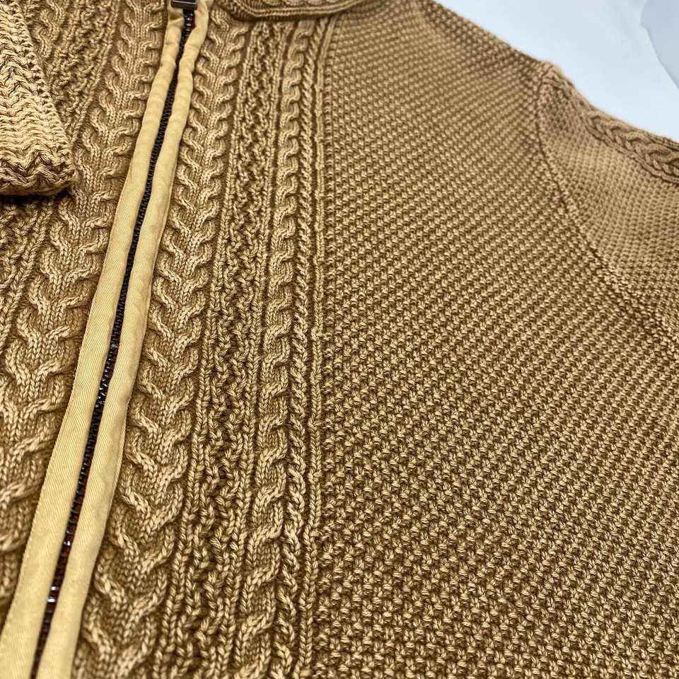 Carbon 2 Cobalt XL Brown Fisherman Cable Knit Full Zip Sherpa Collar