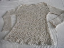 PULL TUNIQUE  MANCHE LONGUE MAILLE AJOUREE ZARA TAILLE L BEIGE MOHAIR MELANGEE