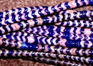 African tribal trade snake Beads PINK AND BLUE PER STRAND