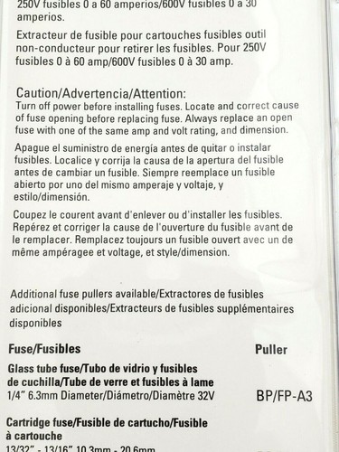 Extractor extractor extractor de fusibles Bussmann FP-2 para fusibles de diámetro de 13/32"" a 13/16 - Imagen 9 de 10