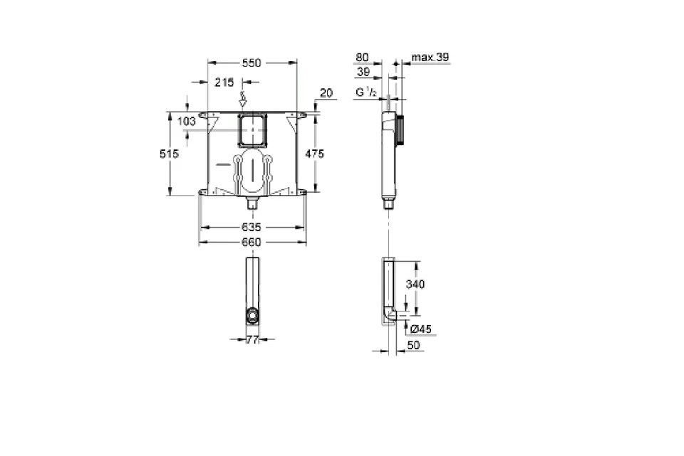 CASSETTA SCARICO GROHE WC INCASSO DUAL FLUSH 38863 CON  PLACCA CROMATA E CANOTTO - Immagine 3 di 3