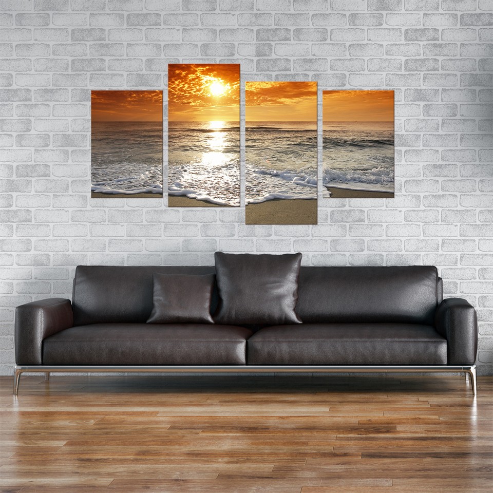 Large Sunset Beach Living Room Canvas Wall Art Pictures Prints XL 4152