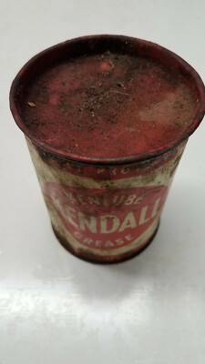 Vintage Antique Kendall Kenlube Grease Can 16OZ DENT HAS SOME CONTENTS DIRT ETC