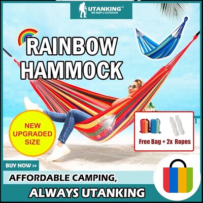 Rainbow Hammock Swing for Camping & Outdoors   UtanKing Hanging Bed