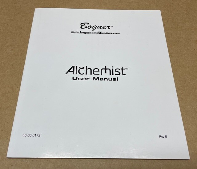 BOGNER ALCHEMIST - Original Bogner Electric Amplifier - User Manual - Nice