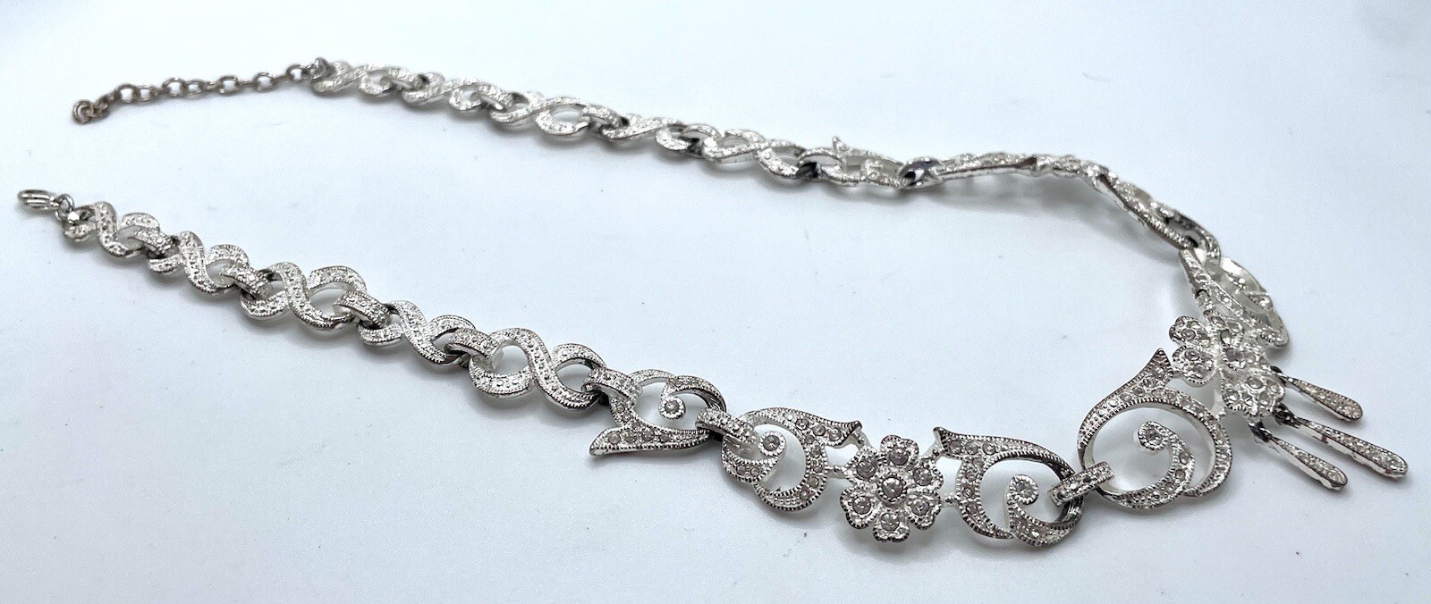 Rhinestone Crystal Statement Bridal Necklace Coll… - image 8