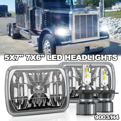 FIT Peterbilt 379 2x Square 5X7 / 7x6 inch LED Headlight lamp Hi