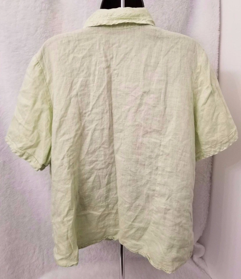 Blusa Camisa Top Avenue Mujer Talla 18/20 18W/20W Lino Verde Foto 4 de 4