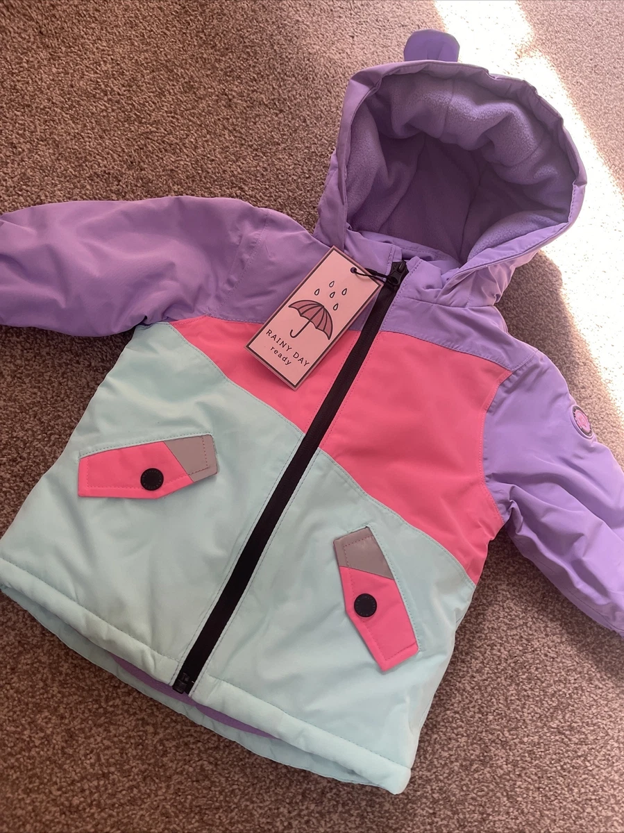 Next Baby Girls 6 9 Months Pink Colourblock Coat Waterproof