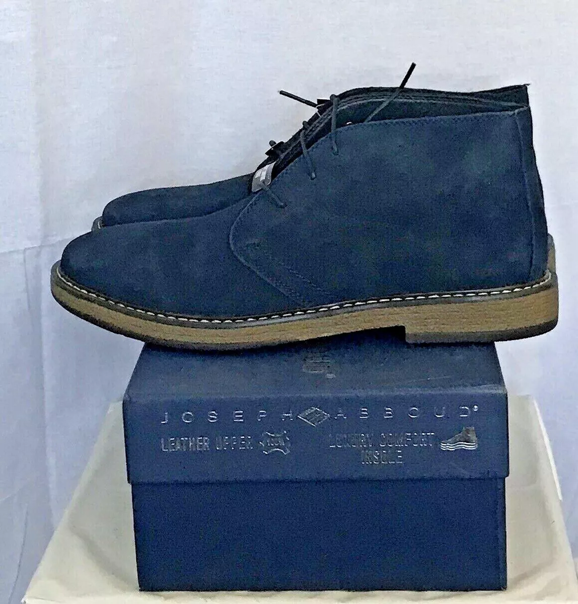 Joseph Abboud Men Thomas Chukka Lace Up Boots Loafers Navy Leather Suede Sz 11
