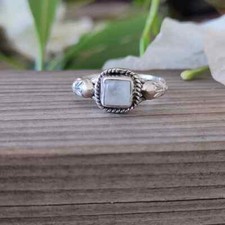 Solid 925 Sterling Silver Natural Moonstone Ring Gemstone Jewelry For Her C 19