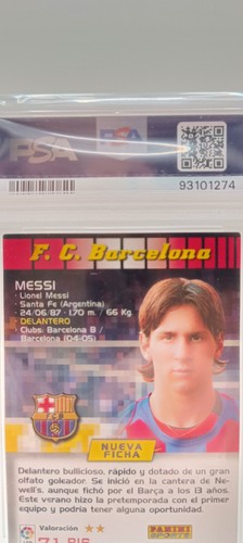 Rookie Novato Lionel Messi #71 2004-05 Panini Mega Cracks EX PSA 5 FC Barcelona - Imagen 5 de 6