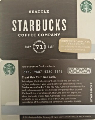 2015 STARBUCKS GIFT CARD #6112 LIMITED EDITION NO VALUE MINT | eBay